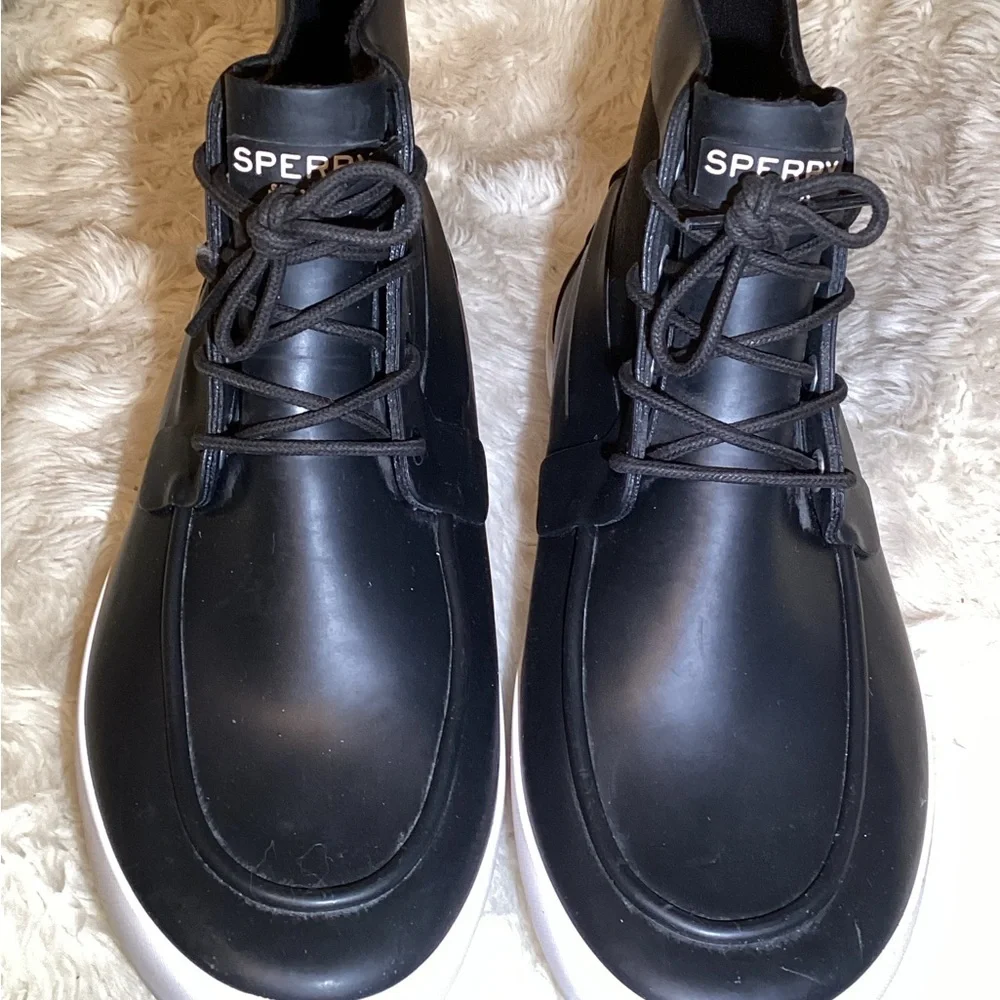 Sperry cutter  Men's Black rubber High-Top waterproof Boots size 11
